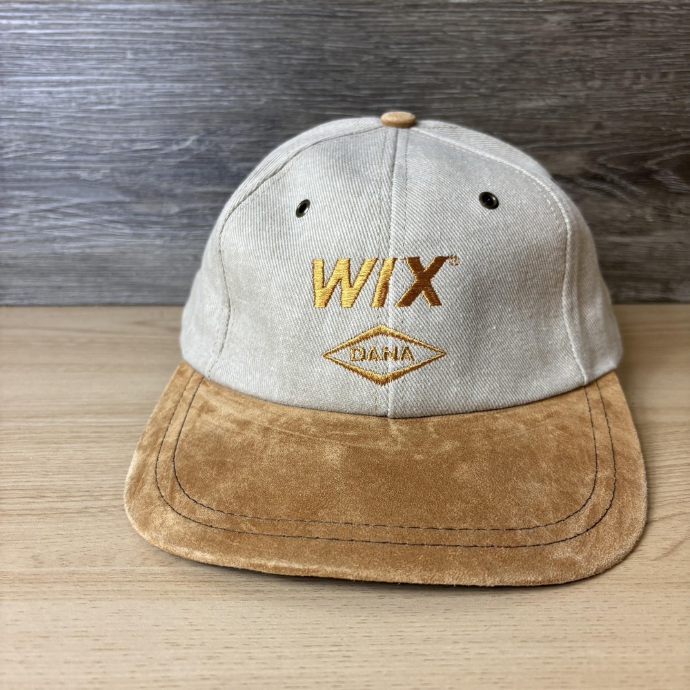 Vintage WIX Dana Hat Cap Strap Back Tan Brown Suede Brim Embroidered Mens